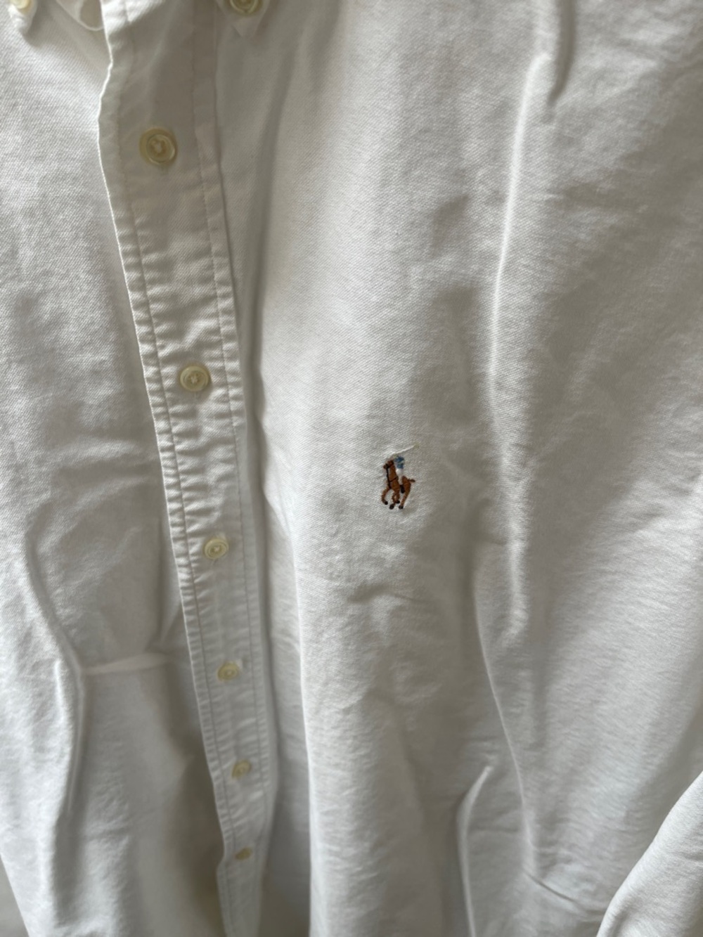 Ralph Lauren Men's White Button-Down Oxford Shirt with Polo Pony Logo - Picture 3 of 4